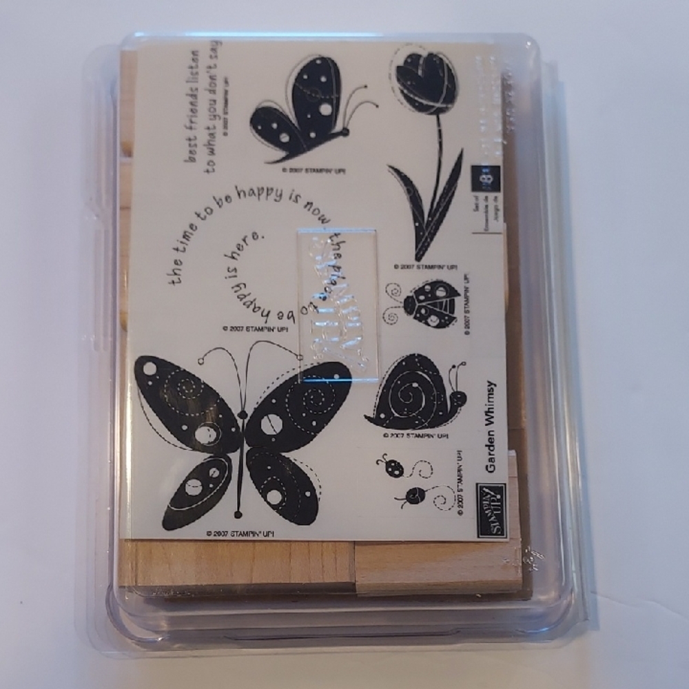 Rubber Stamps Garden Whimsy Friendship Butterfly Theme Set Of 8